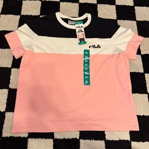 FILA Women’s. Colorblock T-Shirt - Pink, White, and Black Size XL